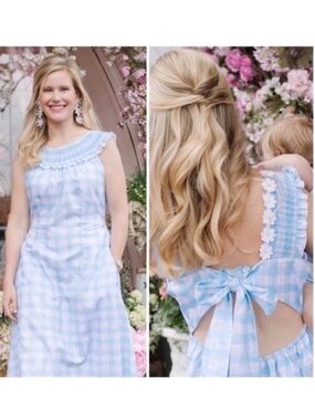 Dondolo x LoveShackFancy Daisy Love Floral Midi Dress Blue